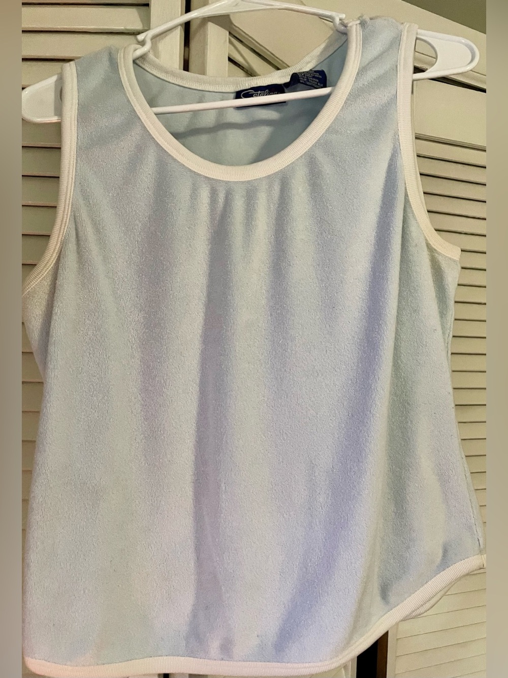 Catalina Vintage Pastel Blue Sleeveless Tank with White Trim